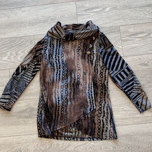 Cowl neck animal print top Size Small